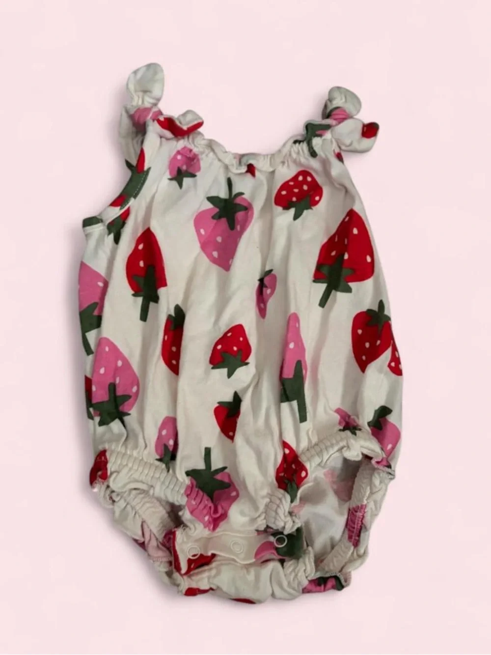 Old Navy Baby Strawberry Romper in White, Pink & Red